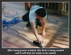 Sanding a deck